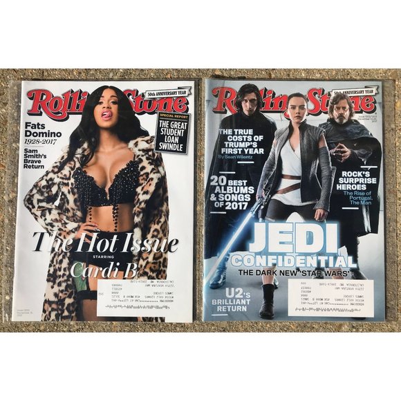 PAIR OF 2017 ROLLING STONE ISSUES - CARDI B AND "THE DARK NEW STAR WARS" - Picture 1 of 3